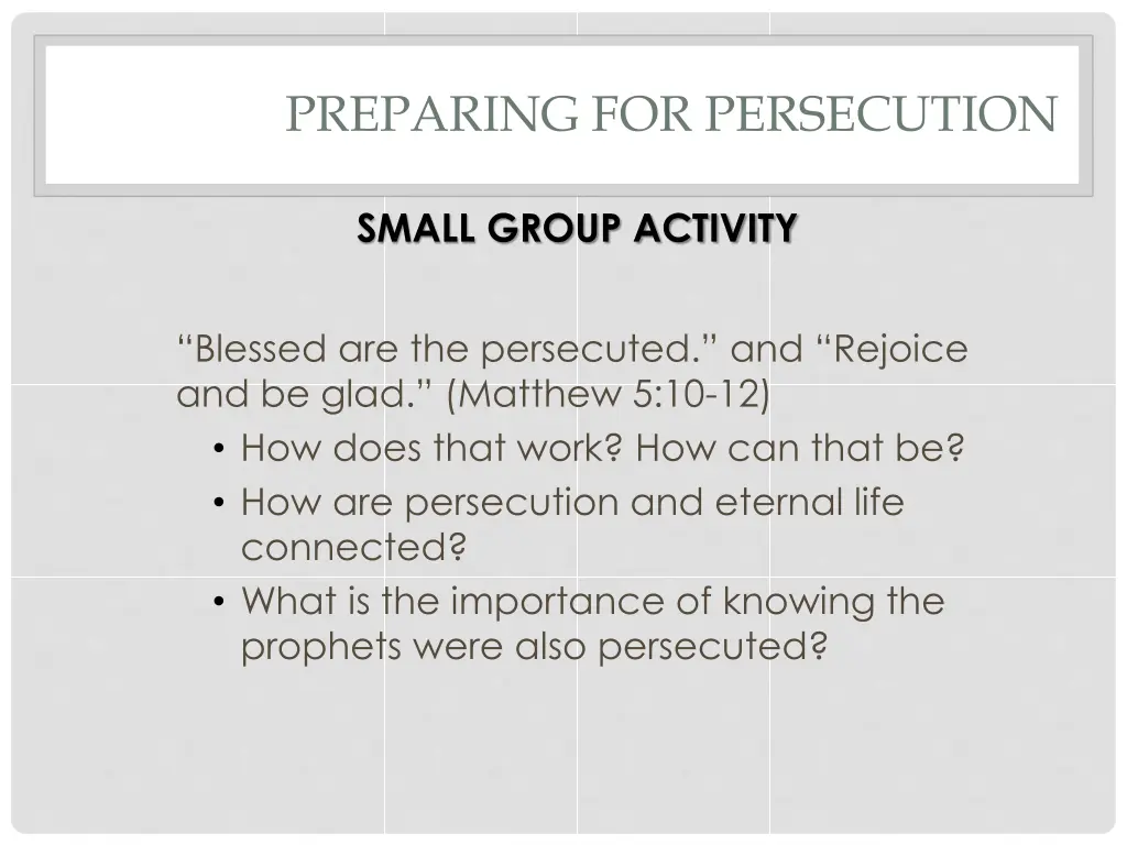 preparing for persecution 22