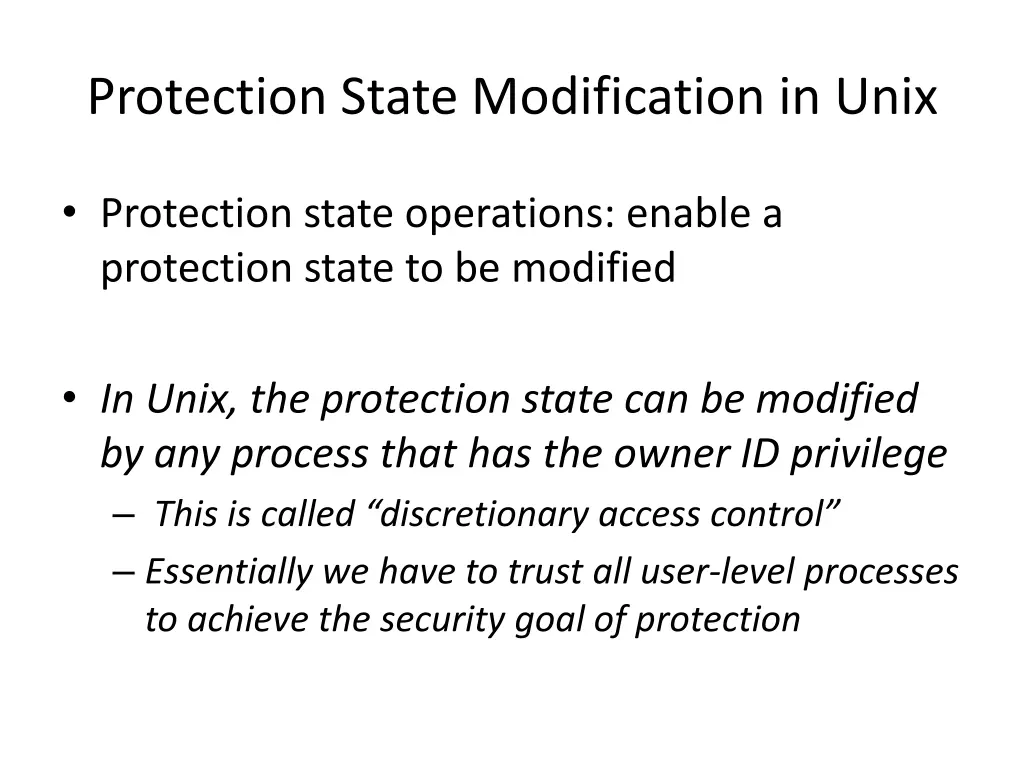 protection state modification in unix