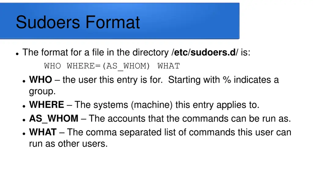 sudoers format