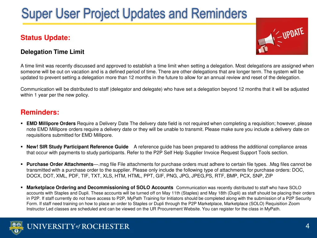 super user project updates and reminders