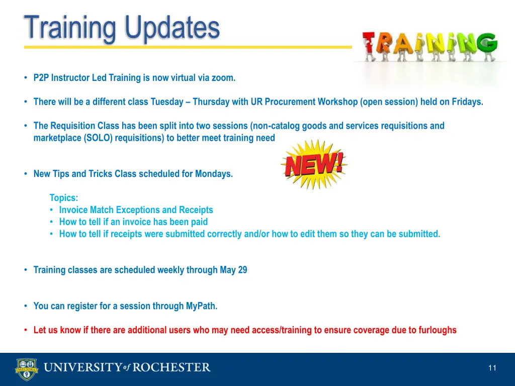 training updates