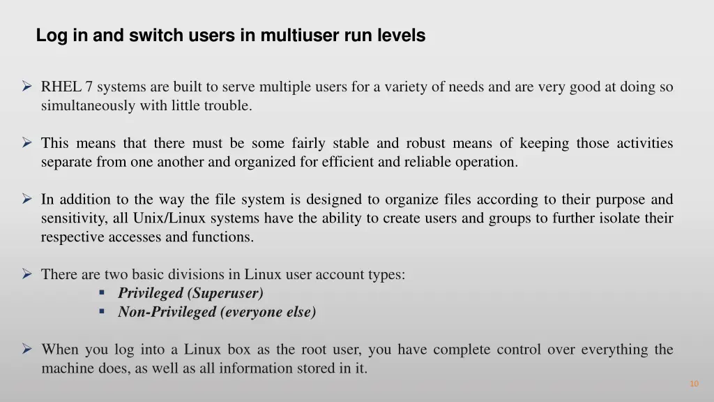 log in and switch users in multiuser run levels