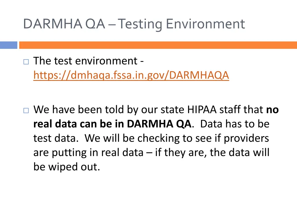 darmha qa testing environment