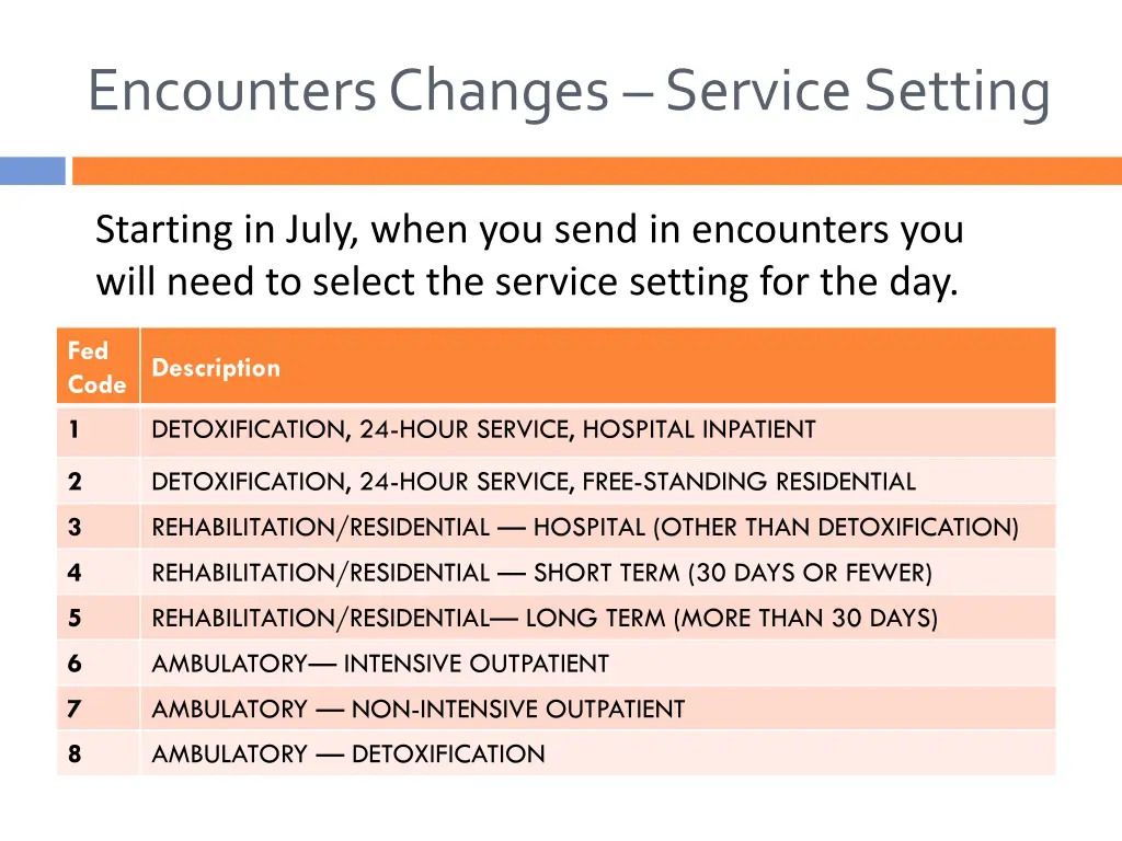 encounters changes service setting