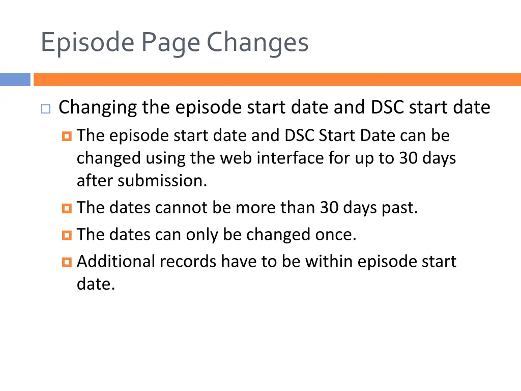 episode page changes