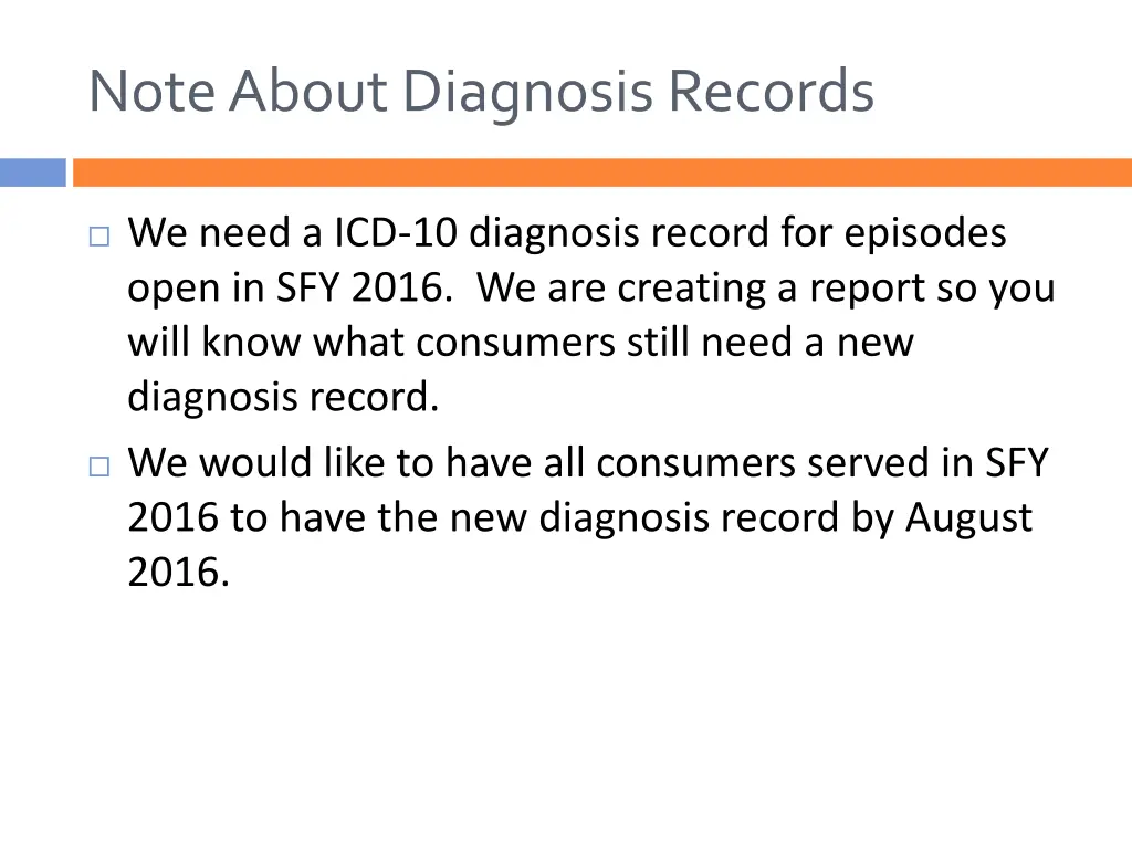 note about diagnosis records