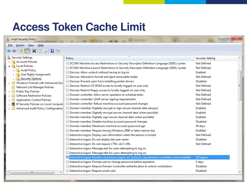 access token cache limit