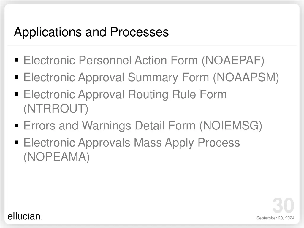 applications and processes