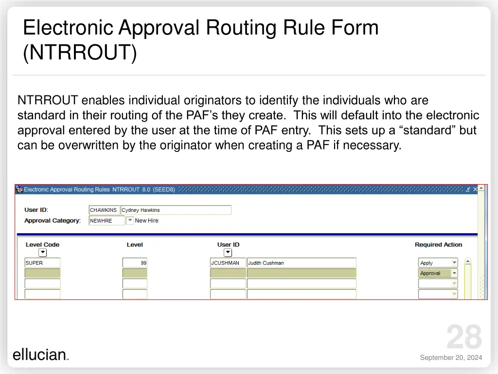 electronic approval routing rule form ntrrout