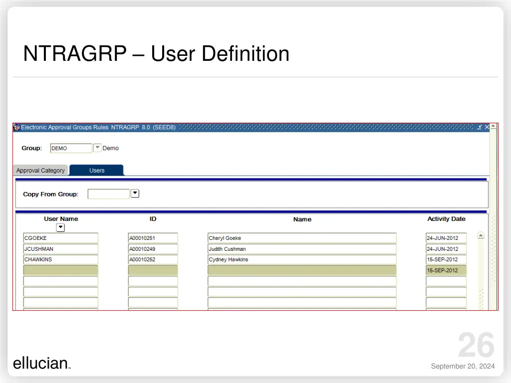 ntragrp user definition