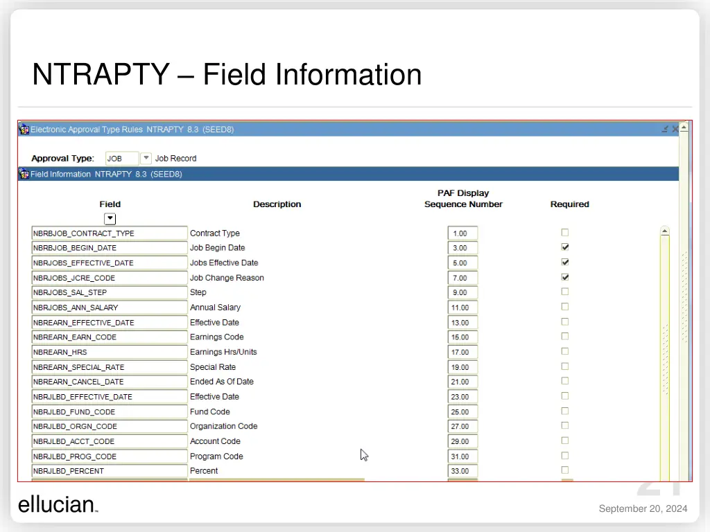 ntrapty field information