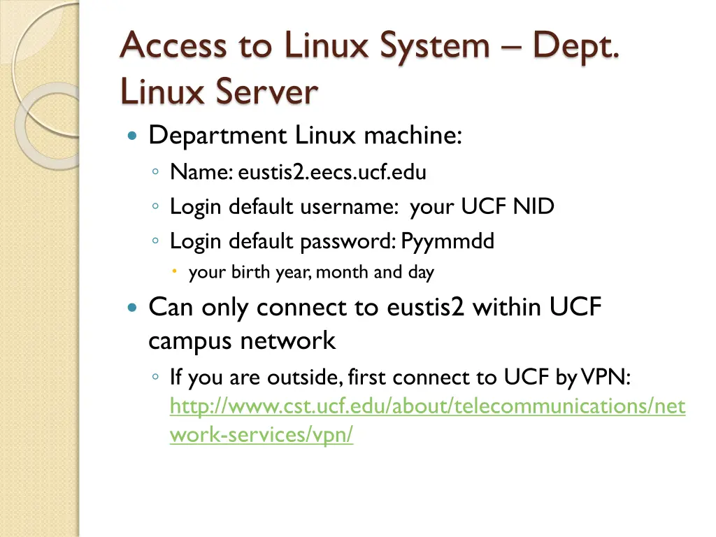 access to linux system dept linux server