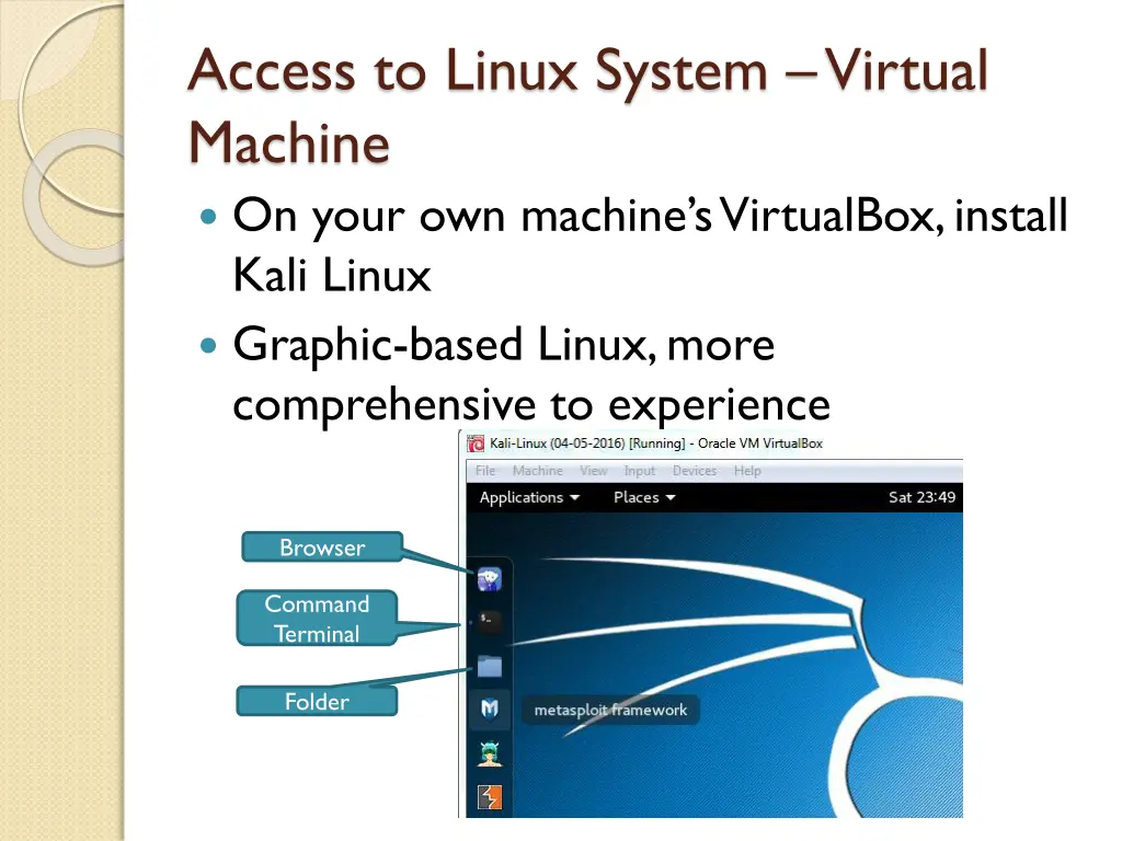 access to linux system virtual machine on your