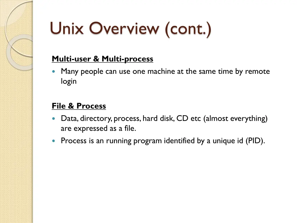 unix overview cont