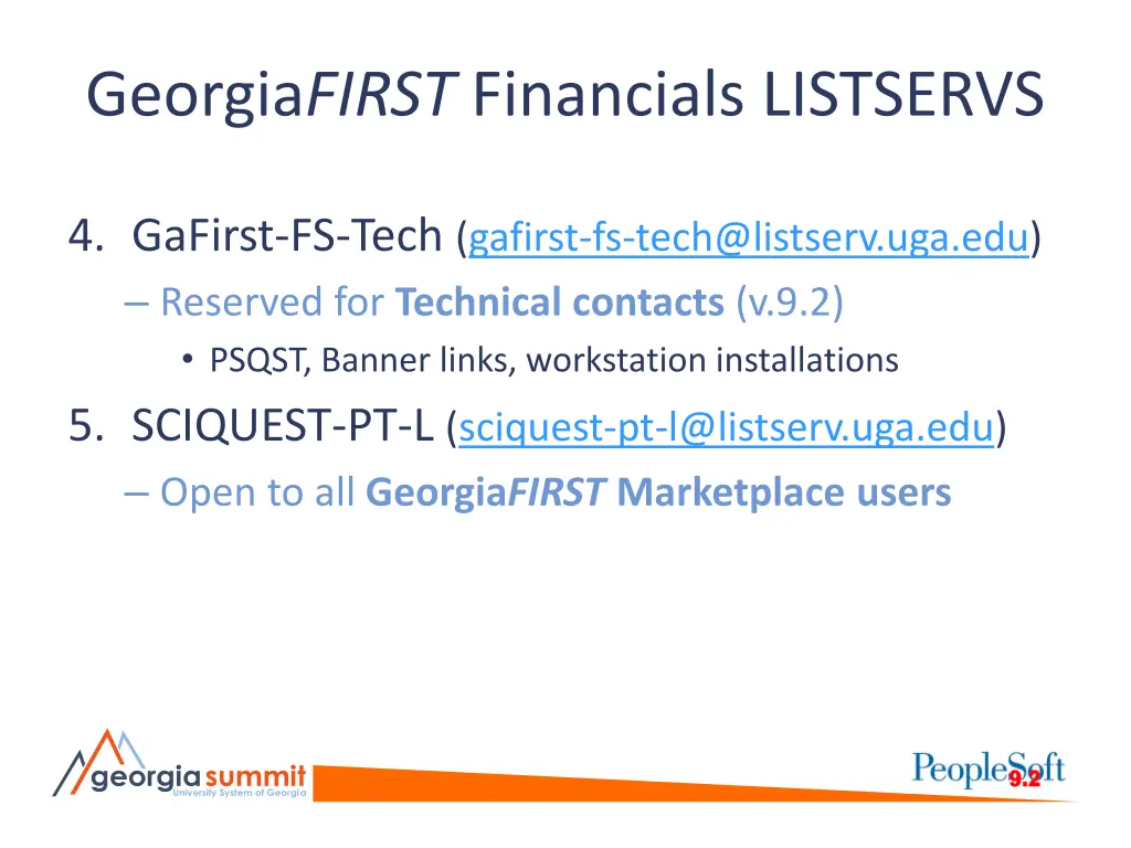 georgia first financials listservs 2