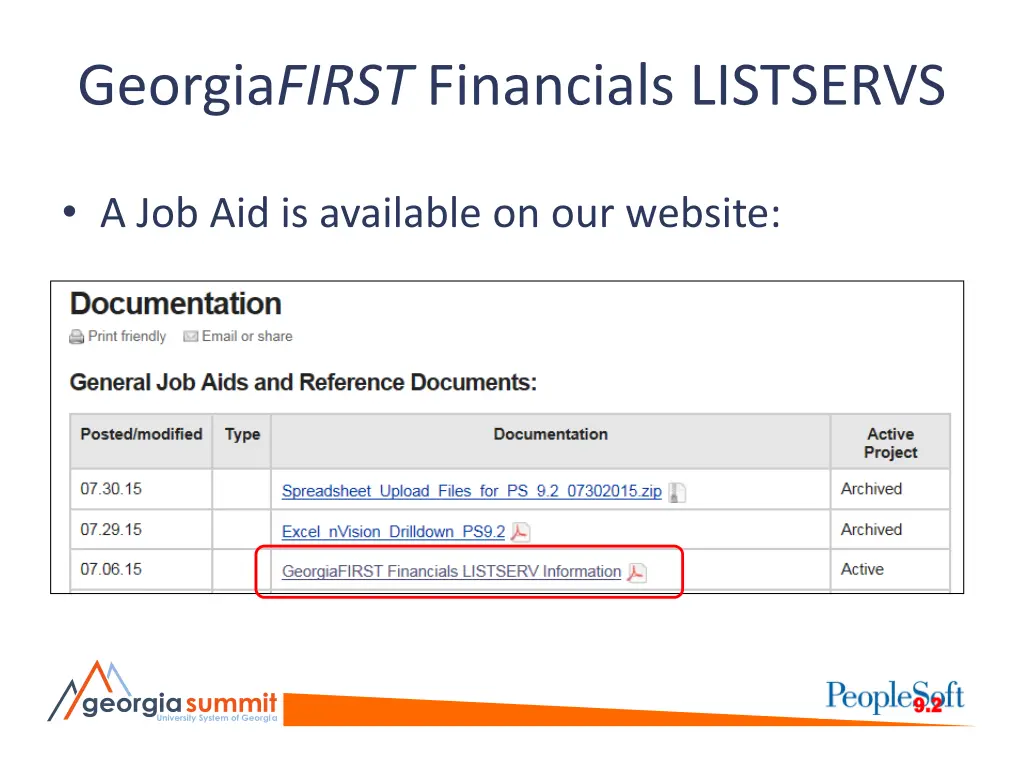 georgia first financials listservs 3