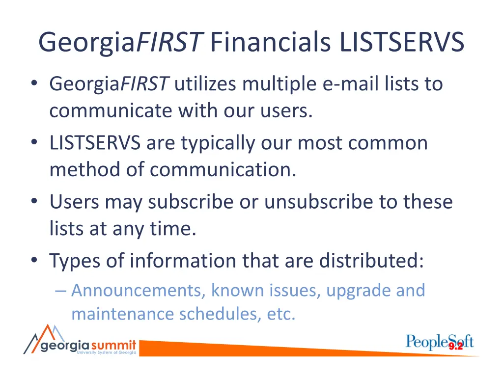 georgia first financials listservs