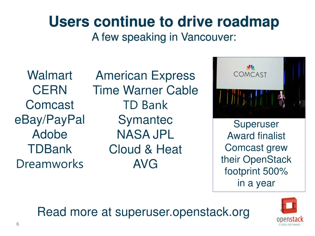 users continue to drive roadmap a few speaking