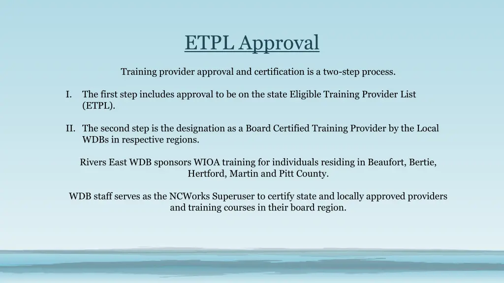 etpl approval