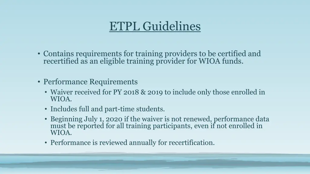 etpl guidelines