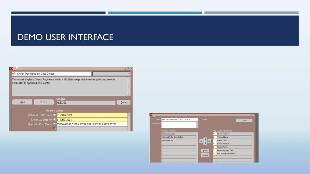 demo user interface