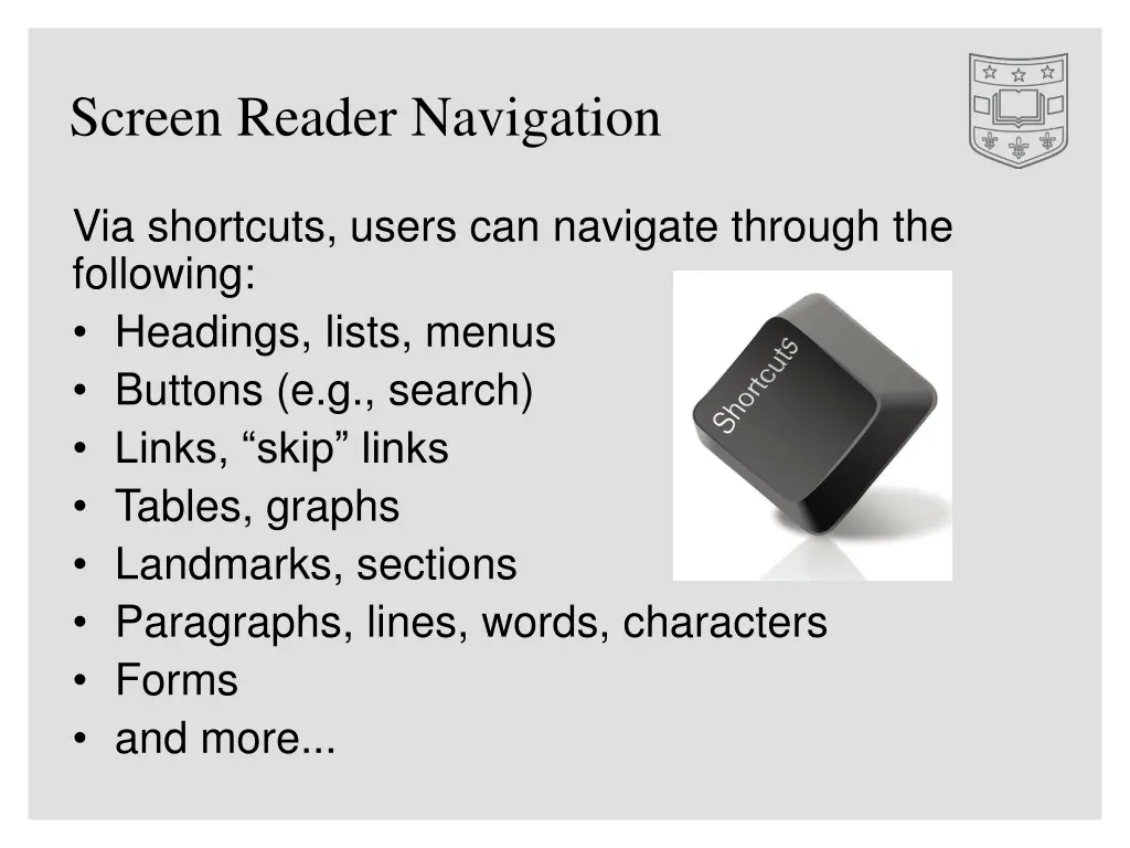 screen reader navigation