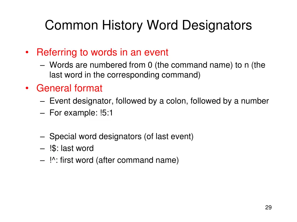 common history word designators