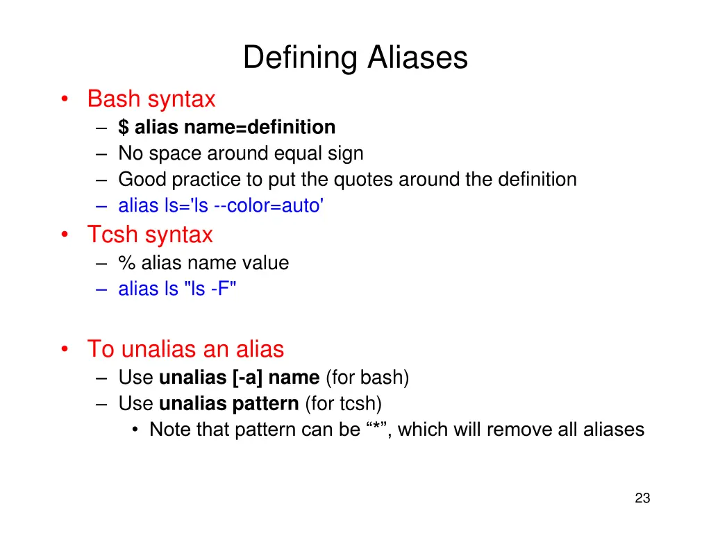 defining aliases