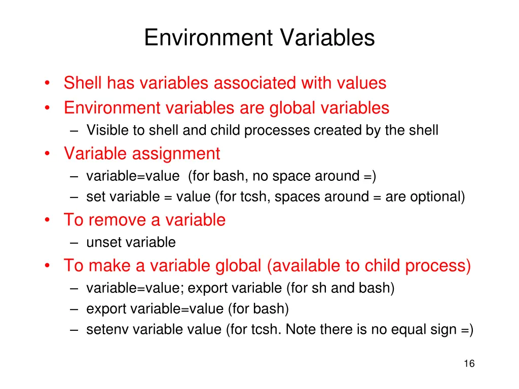 environment variables