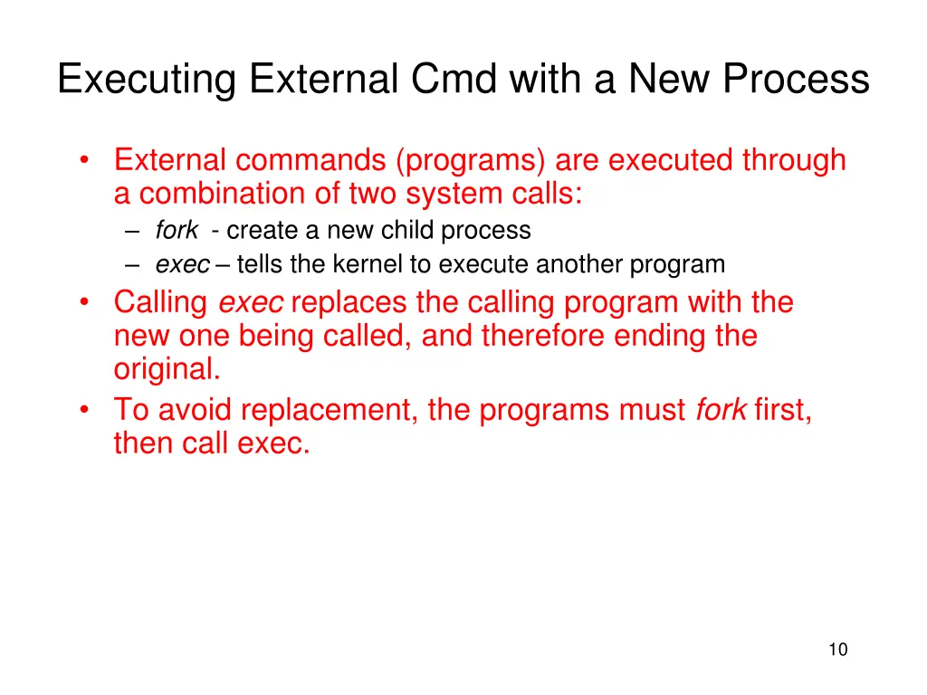 executing external cmd with a new process