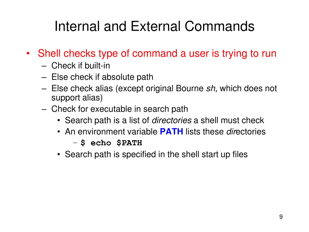 internal and external commands