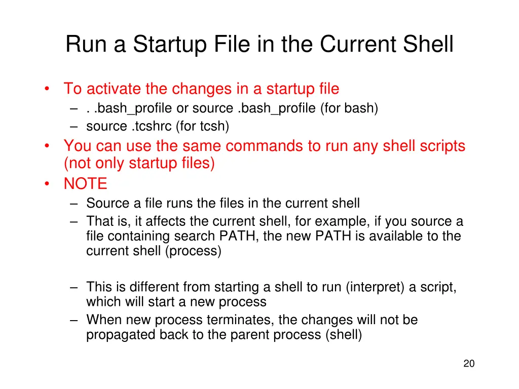 run a startup file in the current shell