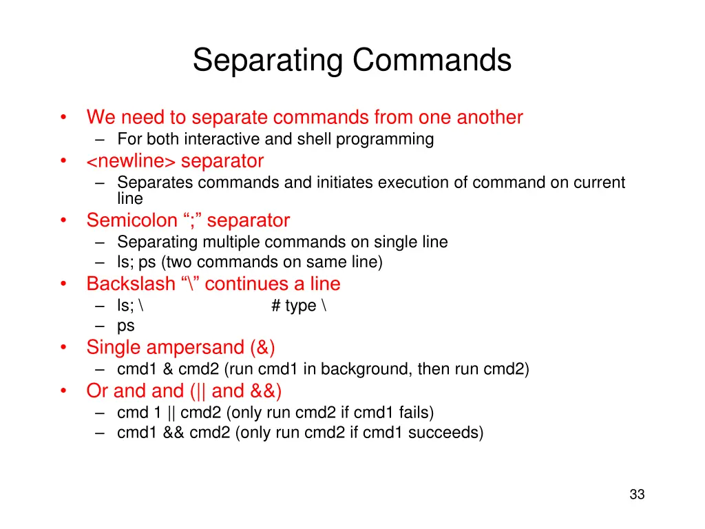 separating commands