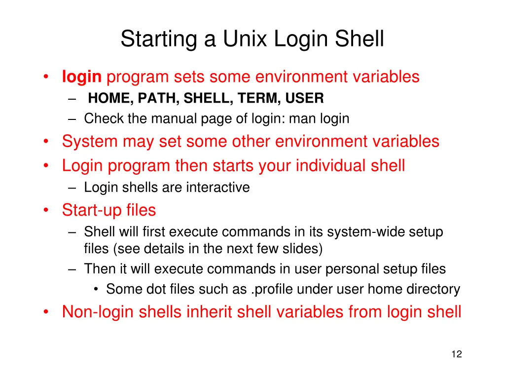 starting a unix login shell