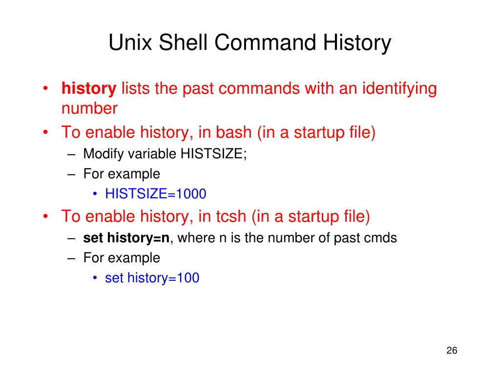 unix shell command history