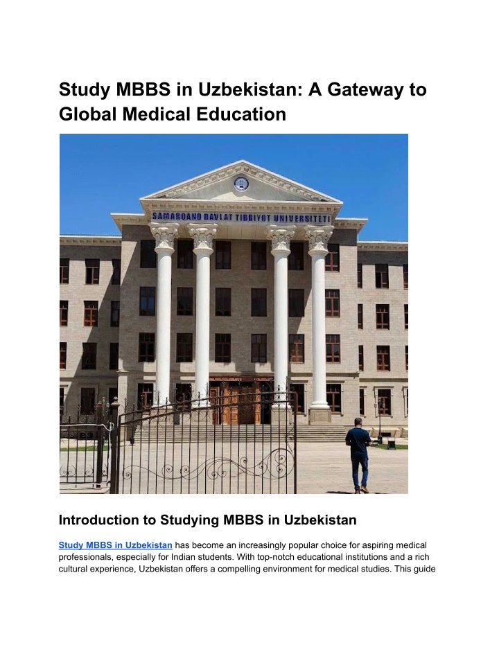 study mbbs in uzbekistan a gateway to global