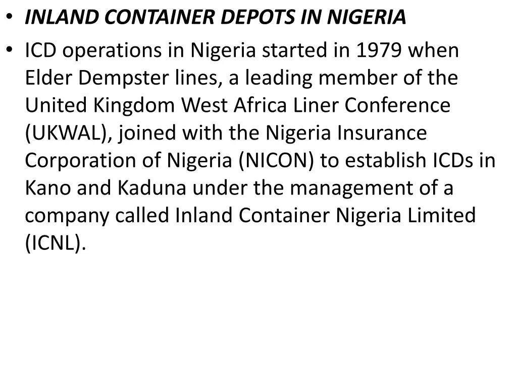 inland container depots in nigeria icd operations