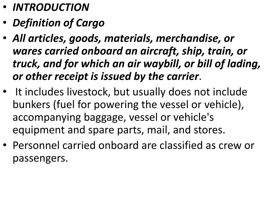 introduction definition of cargo all articles