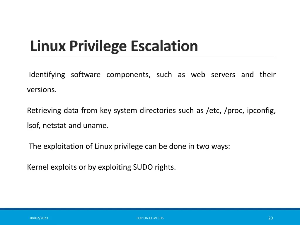 linux privilege escalation 1