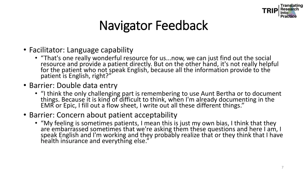 navigator feedback navigator feedback