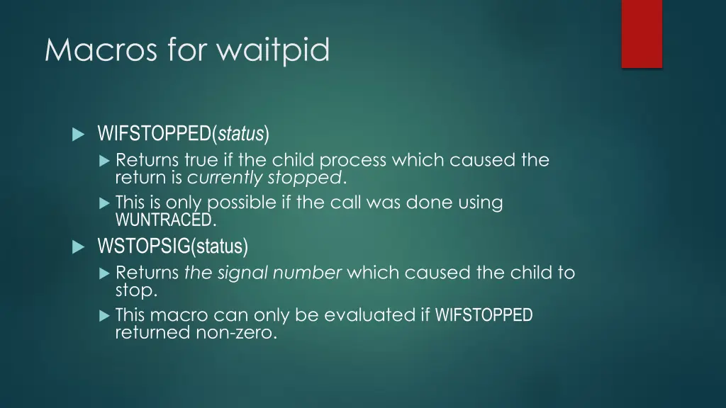 macros for waitpid