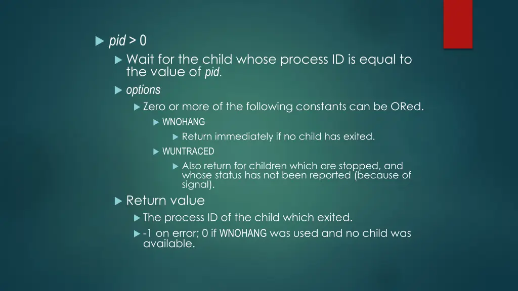 pid 0 wait for the child whose process