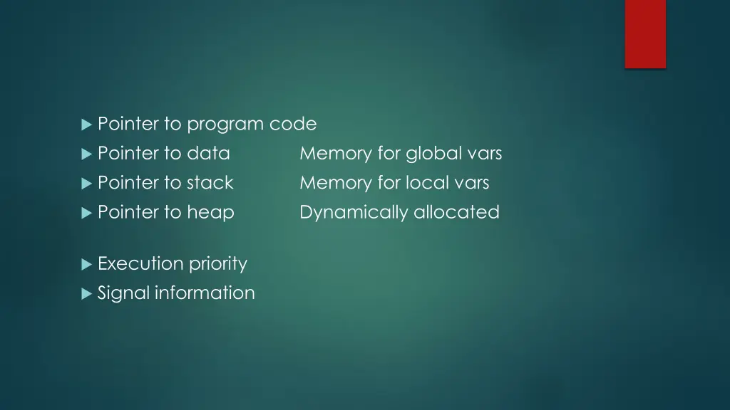 pointer to program code pointer to data pointer