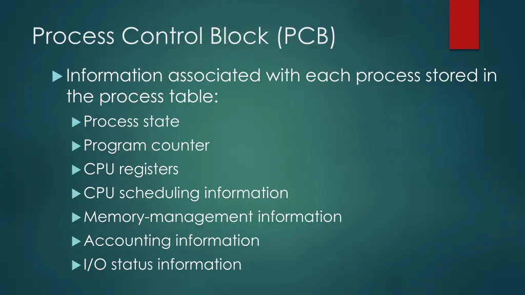 process control block pcb