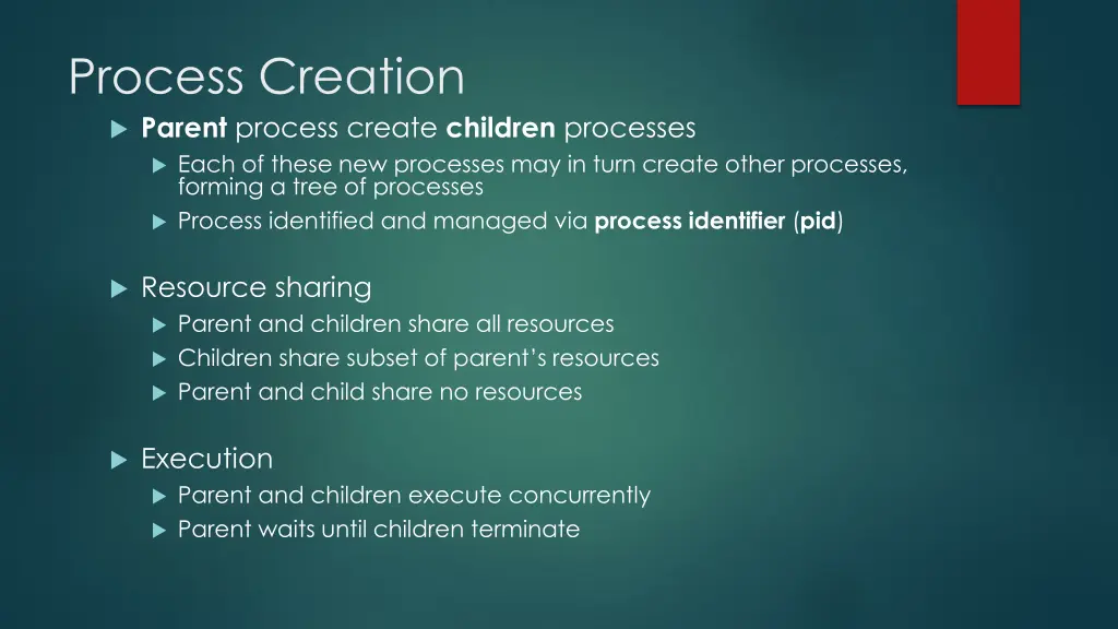 process creation parent process create children