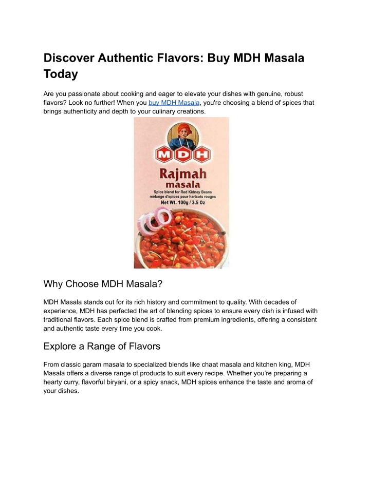 discover authentic flavors buy mdh masala today