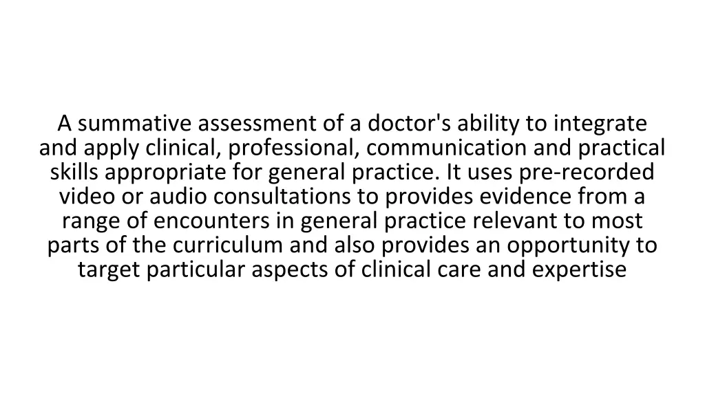 a summative assessment of a doctor s ability