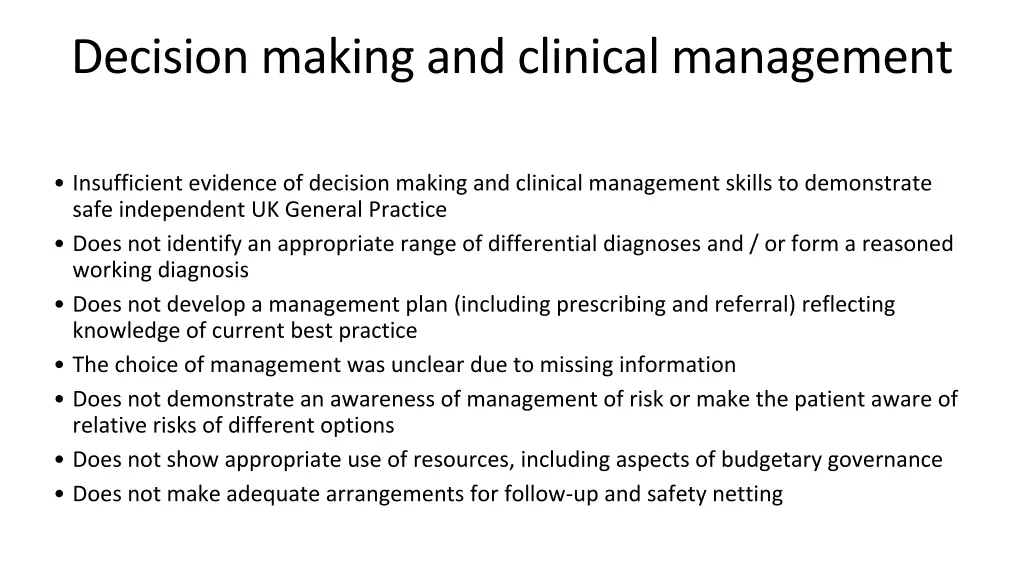 decision making and clinical management