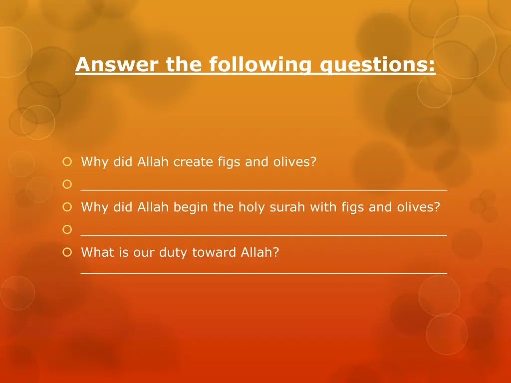 answer the following questions