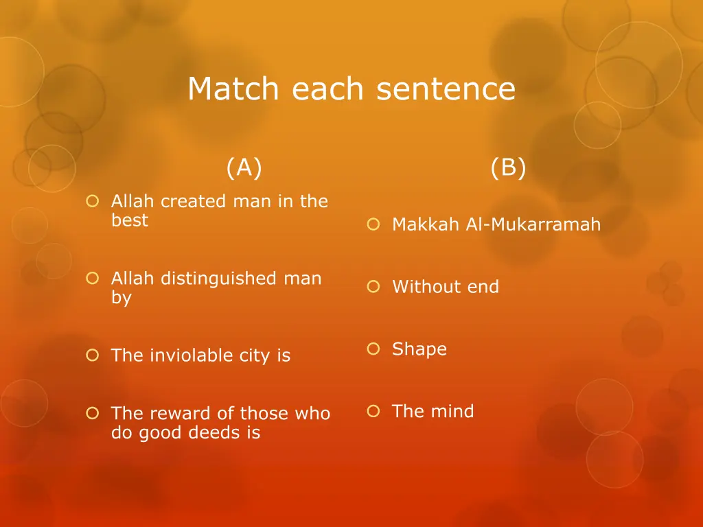 match each sentence